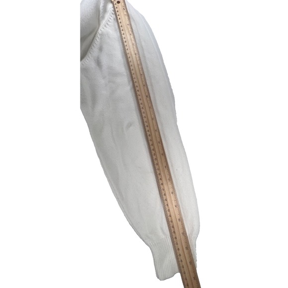 Karl Lagerfeld Paris Women’s Sweater Large White Bonjour Black Lettering Classic - Picture 3 of 11